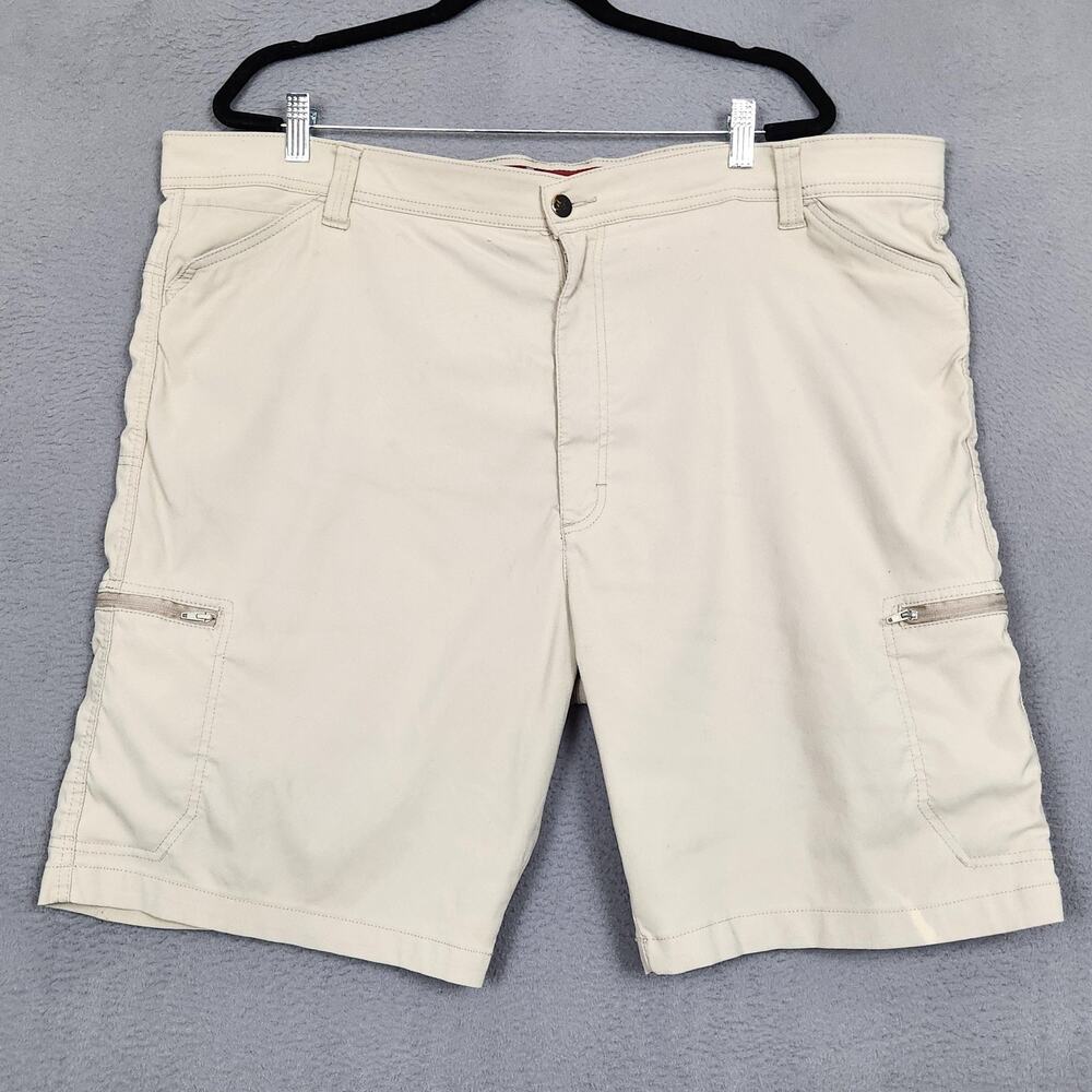 Wrangler Cargo Shorts Mens 46 Beige 10" Inseam Nylon Stretch Zip Pockets Outdoor